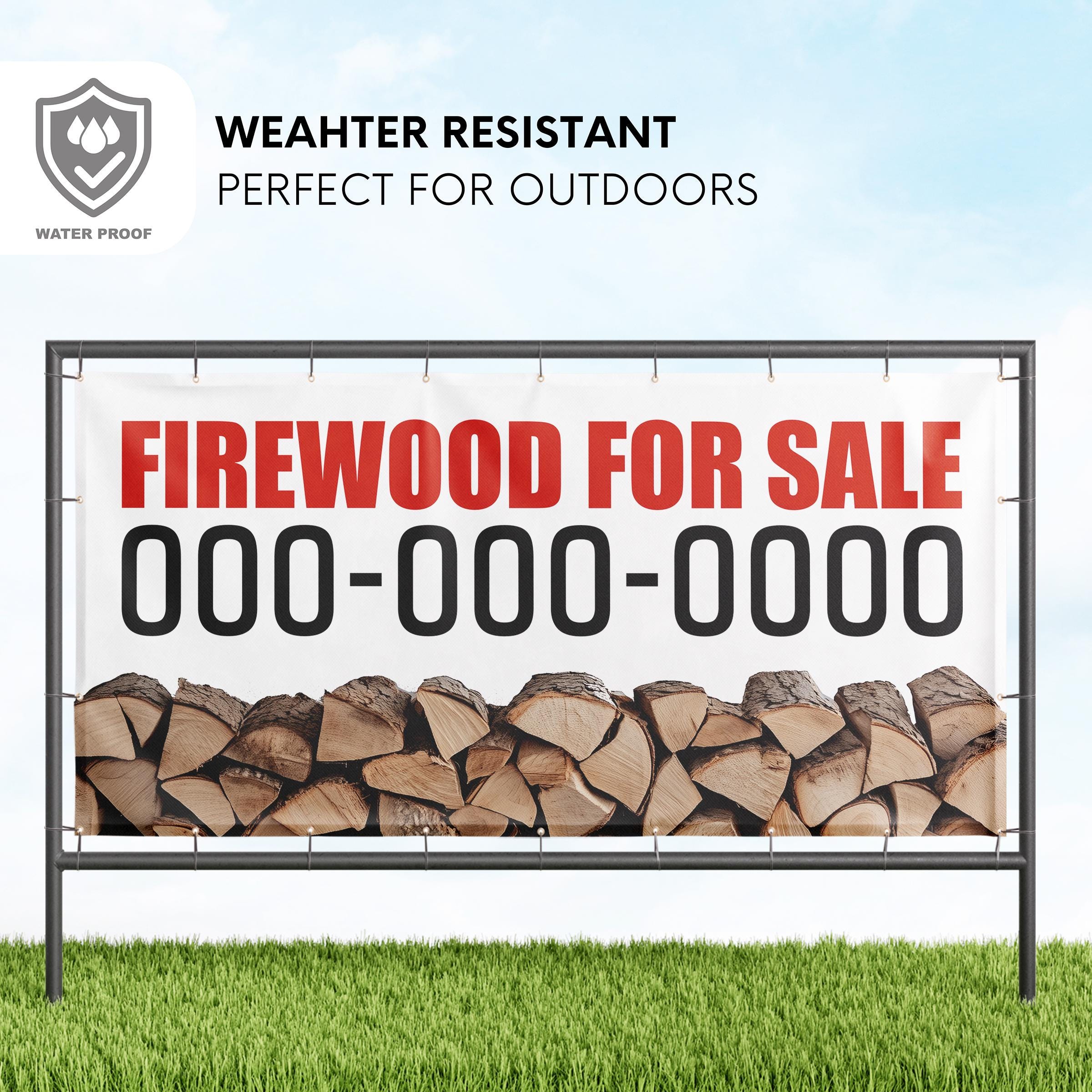 Firewood for Sale Banner, Custom Sign Personalized, 13 Oz Heavy Duty ...