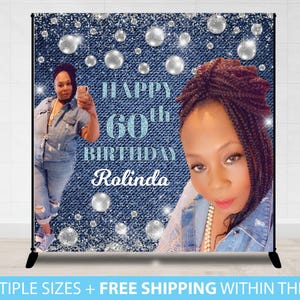 Denim and Pearls backdrop, Denim and Pearls Photo Step and Repeat, 30 50th 60th 40th Birthday Backdrop, Denim Backdrop, Diamonds backdrop