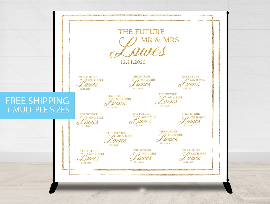 Step and Repeat, Wedding Photo Backdrop, Gold Simple Classic Step and