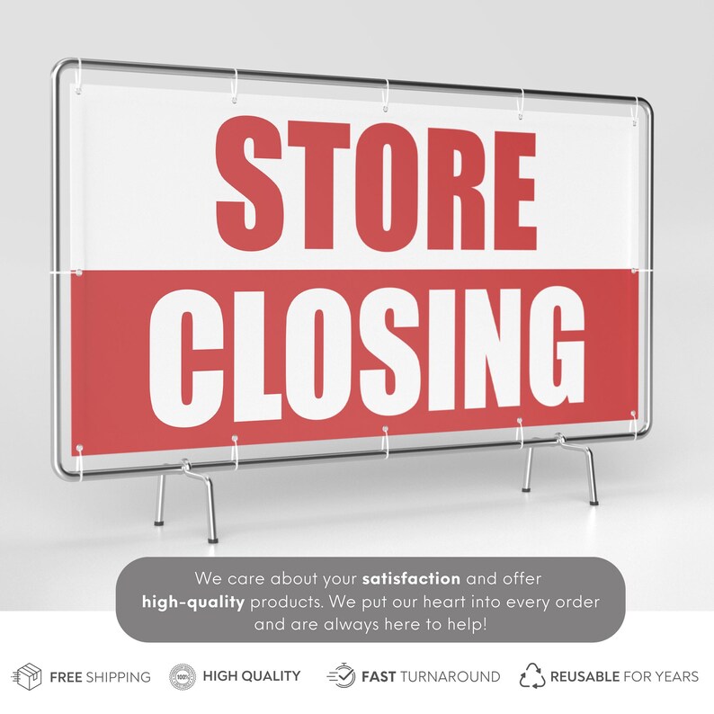 Closure Sign For Store Custom Store Closing Banner, Out of Business Sign, Shop Closing Banner ...