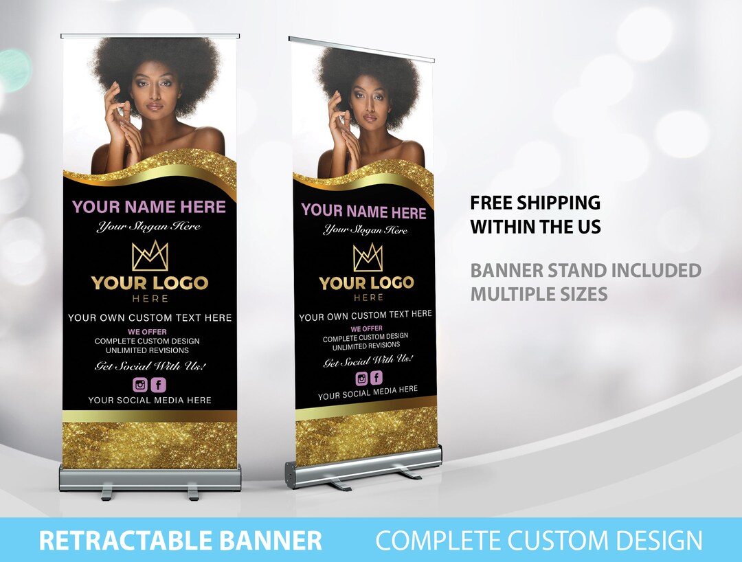 Retractable Banner Custom Business Logo Banner Stand Pop up - Etsy