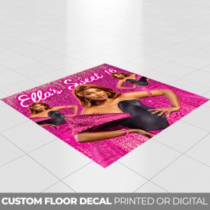 Birthday Floor Decal sticker, Birthday Decor, Event Planner, Pink Gold Decor, Sweet 16, Complete Custom Decal, Removable Sticker Adhesive