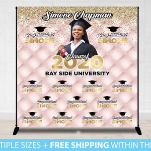 Graduation Backdrop Banner, Graduation Step and Repeat ,Class of 2020 backdrop, Graduation Banner, Photo Backdrop, Prom Backdrop Banner Gold