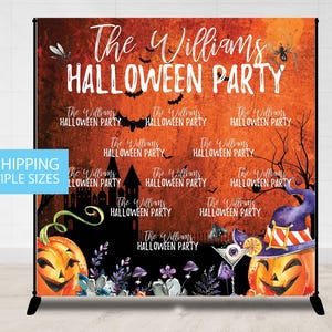 Halloween Party Backdrop, Step and Repeat, Halloween Backdrop Banner, Halloween Theme Party Pumpkin Photo Booth Backdrop Banner Party