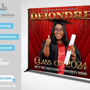 Graduation Backdrop Banner, Graduation Step and Repeat Class of 2022 backdrop, Graduation Party Banner, Grad, Prom Backdrop Banner Gold