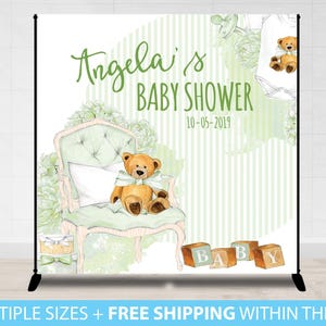 Step and Repeat, Baby Shower Backdrop Gender Neutral Green Baby Shower Table Banner Step and Repeat Banner Backdrop Banner Green Baby Shower