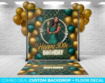 BACKDROP + FLOOR DECAL, custom backdrop and matching floor decal, Birthday Backdrop party decor, floor decal, Custom Birthday Bundle, Banner