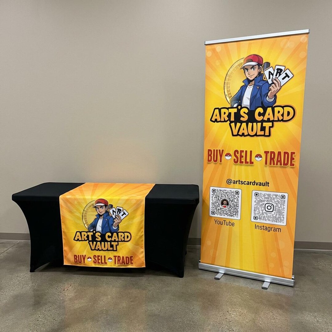 Trading Cards Banner and Table Runner, Buy Sell Trade Signage, Card ...