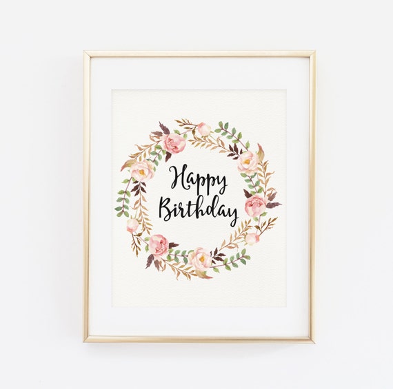 happy birthday sign floral