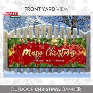 Merry Christmas Outdoor Banner, Christmas Yard Decor, Merry Christmas Vinyl Banner, Happy Holidays Banner, Christmas Decor Sign yard