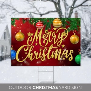 Christmas Yard Sign, Outdoor Christmas Front Yard Decor, Merry Christmas Happy Holiday Outdoor, Weather Resistant, Reusable Coroplast Sign