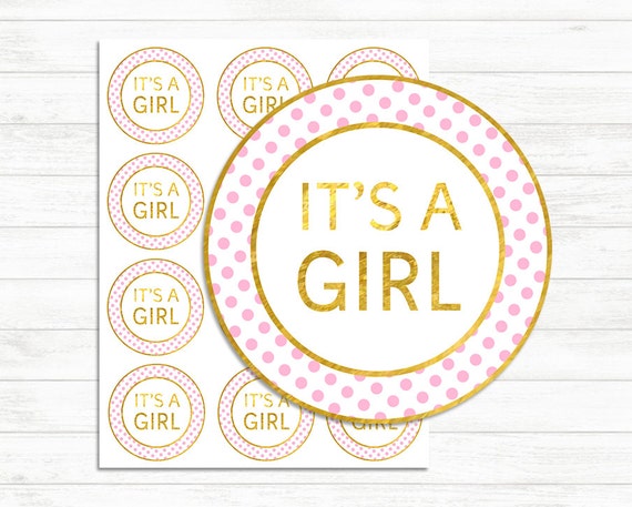 It's a girl stickers labels tags Baby Shower Printable | Etsy
