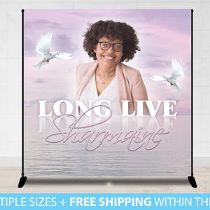 Memorial Backdrop, Long Live Banner Heavenly Birthday Backdrop Banner Vinyl Memorial Funeral Sign, Birthday Backdrop, Custom Design