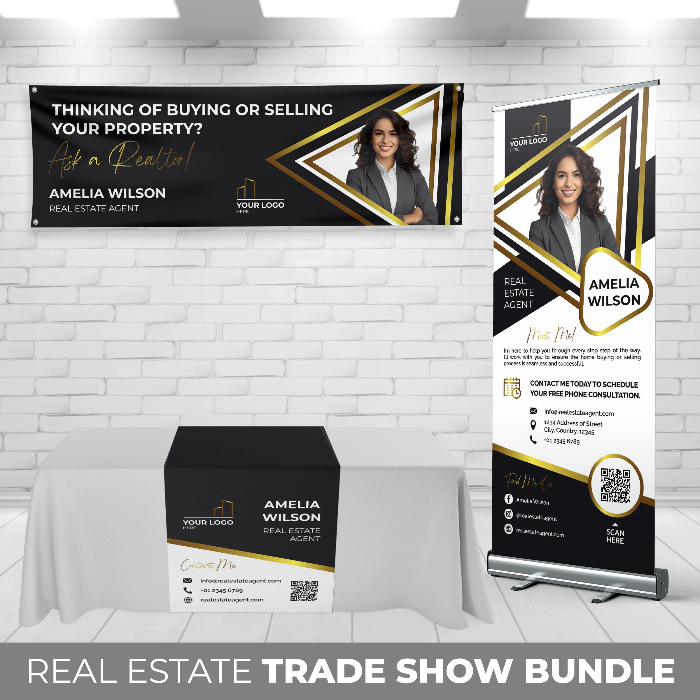 Trade Show Package, Real Estate Marketing Bundle, Custom Retractable ...