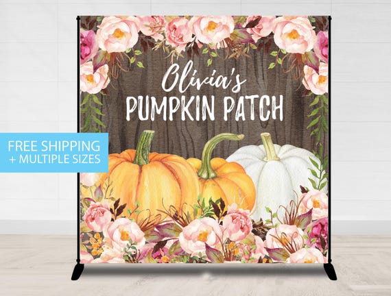 Pumpkin Patch Banner Backdrop, Pumpkin Birthday Step and Repeat Banner, Fall Autumn Birthday Pumpkin Table Banner Backdrop Birthday Pumpkins