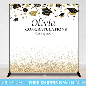 Graduation Backdrop Banner, Graduation Step and Repeat, Congrats Grad Photo Booth Graduation Backdrop, Graduate, Congrats Grad Banner gold