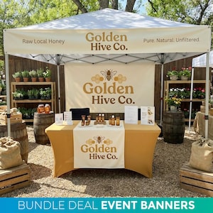 Custom Tent Banners, Vendor Canopy Tent Banners & Table Runner Set, Trade Fair Display, Vendor Pop Up Shop Display, Event Tent Vinyl Outside