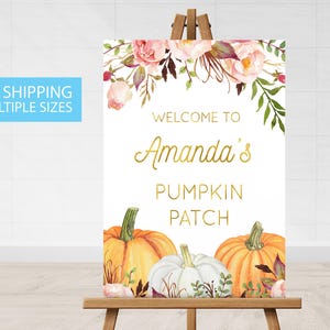 PUMPKIN PATCH welcome sign, birthday pumpkin welcome sign, pumpkin patch welcome canvas, pumpkin printed sign, baby shower pumpkin, birthday