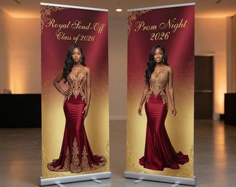 BANNER SET, 2 Retractable Banners, Prom Send Off Decor, Prom Night Party Custom Banners, Graduation Welcome Sign, Photo Board Backdrop