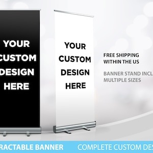 Retractable Banner, Custom Roll Up Banner Stand, Logo Banner Sign Display Retractable Printing Rollup Retractable Welcome sign Banner Logo