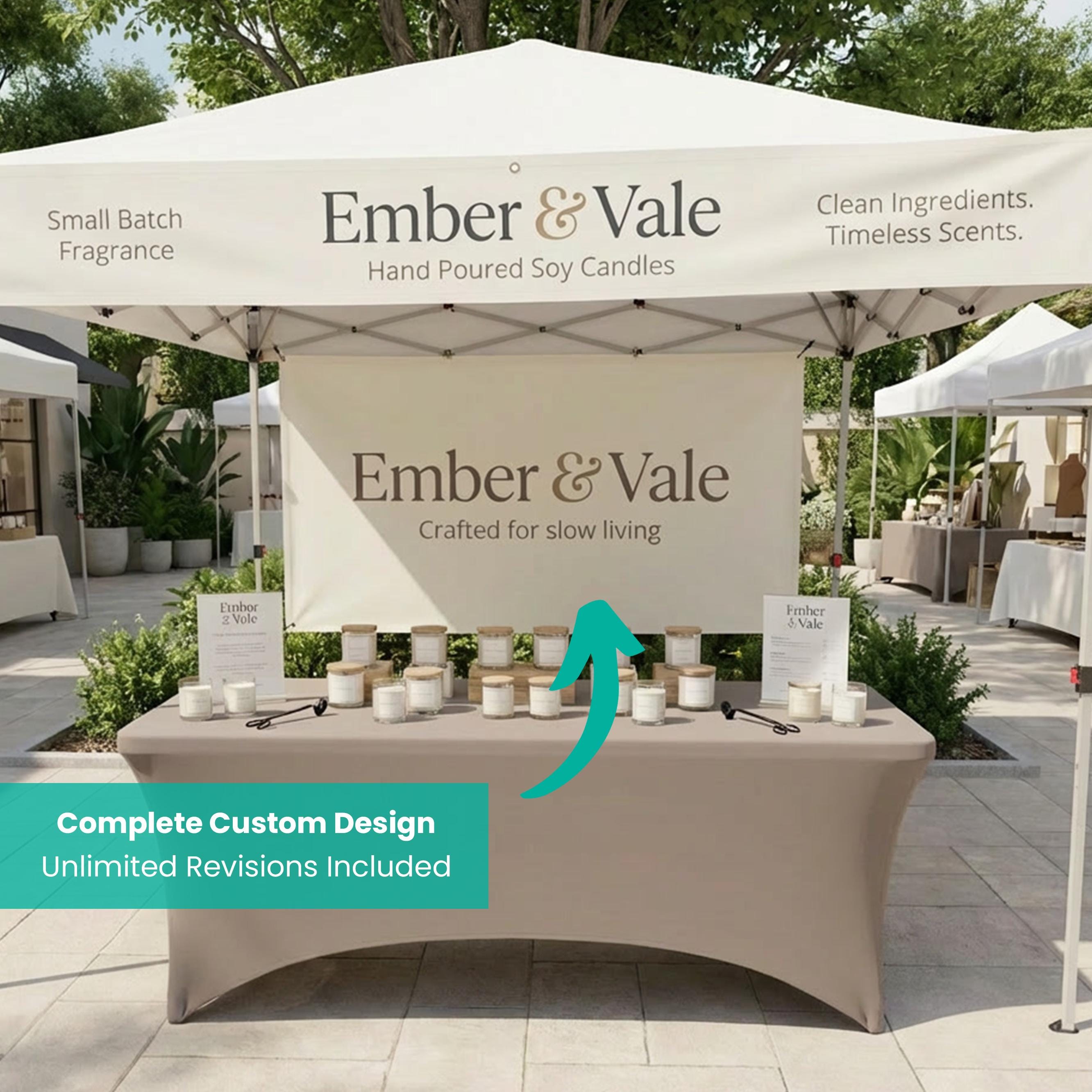 TWO Custom Tent Banners, Outside Vinyl 10x10 Tent Banner, Front & Back ...
