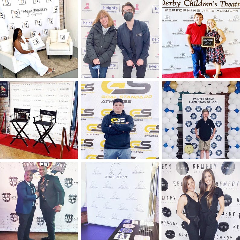 Custom Backdrop Banner, Complete Custom Design, Birthday Party Banner, Event Decor Sign, Photo Booth Backdrop, Background, Step and Repeat image 3