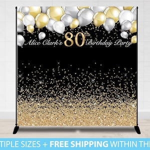 Birthday Backdrop Banner, 80th Birthday Step and Repeat Backdrop Photo Background, Photo Booth Backdrop, 50th 60th 70th 40th 30th Birthday
