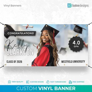 Custom Graduation Banner, Personalized Graduation Banner Class of, Magazine style Prom Banner, Photo Banner, Graduation Party Decor Sign