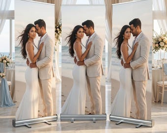 Wedding Combo Banner Set, 3 Retractable Banner, Custom Wedding Banner, Reception Decor, Seating Sign, Welcome Banner, Wedding Photo Backdrop