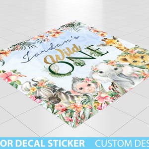 Kids Wild One Birthday Floor Decal, Jungle Theme Wild One Birthday, Baby Shower Floor Vinyl Sticker Jungle Safari Custom Decal, Jungle Theme