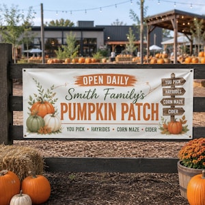 Custom Pumpkin Patch Banner, Fall Festival Sign, Harvest Festival Banner, Corn Maze Sign, Hayride Backdrop, Farm Market Sign Autumn Event