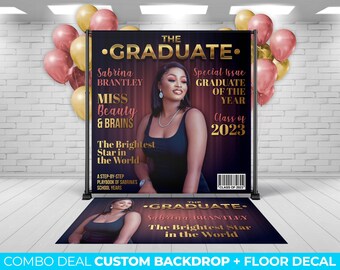 BACKDROP + FLOOR DECAL, Graduation custom backdrop and matching floor decal, Graduation Decor Backdrop, Prom floor decal Banner, Grad Decor
