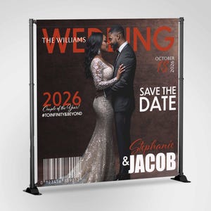 Wedding Magazine Cover Style Backdrop, Custom Wedding Magazine Banner, Photo Welcome Sign, Custom Photo Wedding Sign Printed, Photo Booth