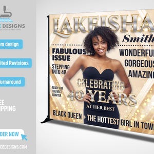 Custom Photo Birthday Backdrop, Party Birthday Party Backdrop, Step Repeat Birthday Party, Magazine Cover Backdrop Custom Magazine Backdrop