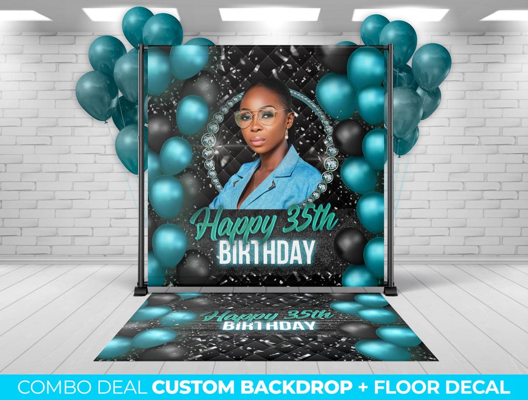 Party Backdrop Sticker BACKDROP + FLOOR DECAL, Custom Backdrop and Matching Floor Decal ...