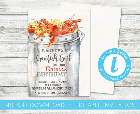 edit yourself crawfish boil invitation birthday crawfish crawfish boil invite graduation invitation editable template templett crawfish crawfish boil invitation template