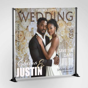 Wedding Magazine Cover Style Backdrop, Custom Wedding Magazine Banner, Photo Welcome Sign, Custom Photo Wedding Sign Printed, Photo Booth