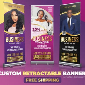 Retractable Banner, Custom Roll Up Banner Stand, Pop Up Banner Pop Up shop, Custom Business Sign Display Printing Rollup, Business Signage