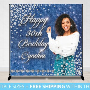 Denim and Diamonds backdrop, Denim and Pearls Photo Step and Repeat, 30 50th 60th 40th Birthday Backdrop, Denim Backdrop, Diamonds backdrop
