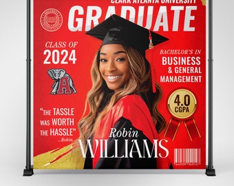 Graduation Backdrop, Custom Magazine Backdrop Banner, Personalized Party Decor, Graduate, Congrats to the Grads, Class of 2024 2025