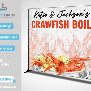Crawfish Backdrop, Annual Crawfish Boil Party Backdrop Banner, Step and Repeat, Backdrop Banner Crawfish Flyer, Dinner backdrop banner