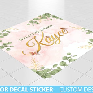 Custom Floor Decal sticker, Removable Sticker, Vinyl Floor Banner, Baby Shower Decor Floor Decal Baby Shower Botanical Banner Butterfly Gold
