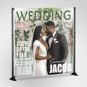 Wedding Magazine Cover Style Backdrop, Custom Wedding Magazine Banner, Photo Welcome Sign, Custom Photo Wedding Sign Printed, Photo Booth