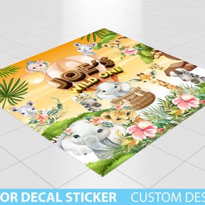 Kids Wild One Birthday Floor Decal, Jungle Theme Wild One Birthday, Baby Shower Floor Vinyl Sticker Jungle Safari Custom Decal, Jungle Theme
