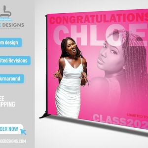 Graduation Backdrop Banner, Graduation Step and Repeat Class of 2023 backdrop, Graduation Party Banner, Grad, Prom Backdrop Banner decor