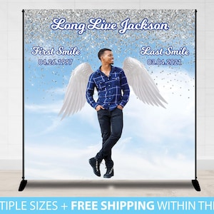 Memorial Backdrop Banner, In Loving Memory Banner Backdrop, Long Live Funeral Memorial Sign, Welcome Sign Funeral Celebration Of life Banner