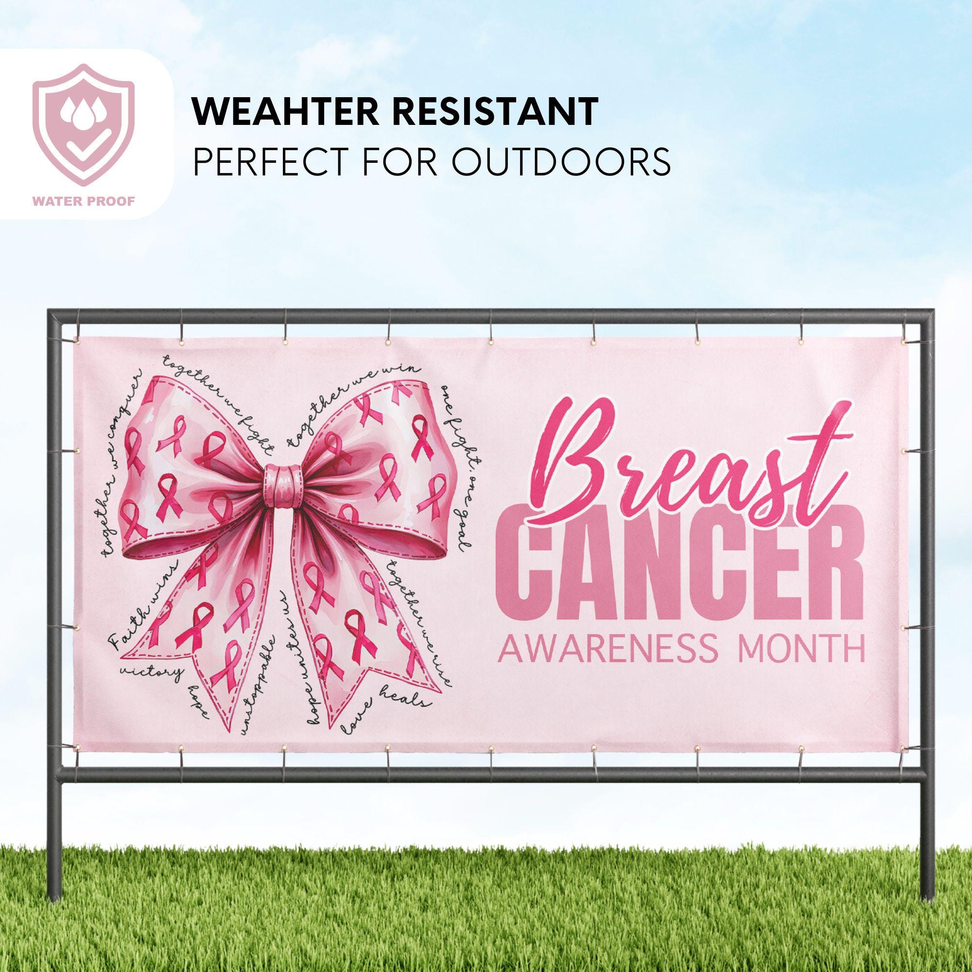 Breast Cancer Awareness Banner - Non-Woven Fabric Speech Decoration, 11.6x5 Inch, Pink Theme - View #6