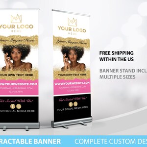 Retractable Banner, Custom Business Logo Banner Stand, Pop Up Shop Event, Custom Business retractable Banner, Custom Banner Pull Up Banner