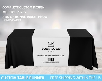 Custom Table Runner, Custom Logo Table Runner, Table Throw, Custom Table Throw, Trade Show Table Runner, Table Runner Pop Up Shop Trade show