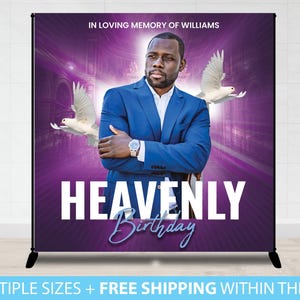 Memorial Backdrop, Long Live Banner Heavenly Birthday Backdrop Banner Vinyl Memorial Funeral Sign, Birthday Backdrop, Custom Design